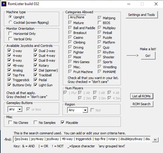 Filtros romlister