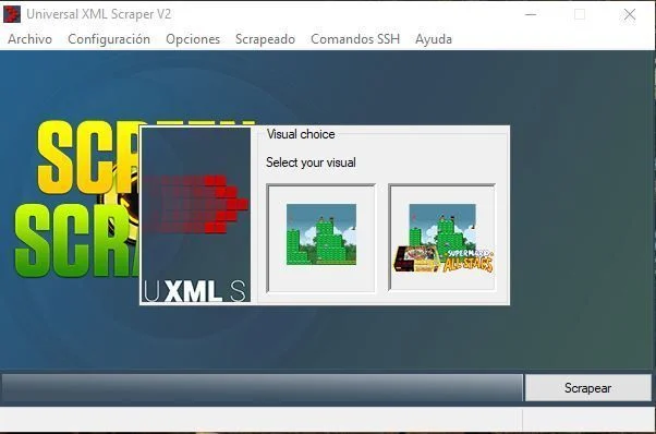 Selección del tipo de imagen en Universal XML Scraper