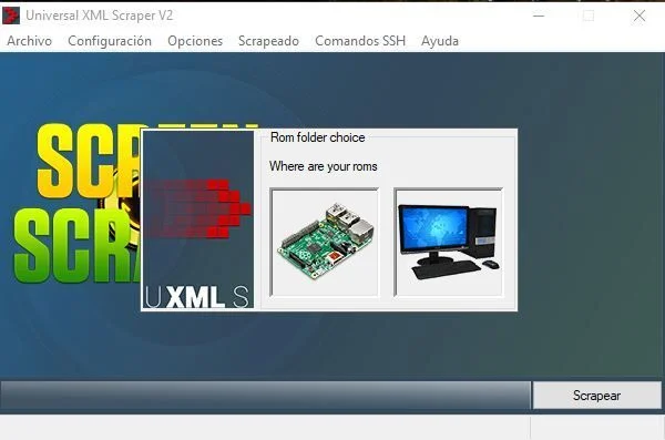 Seleccionar ROMs locales o remotas en Universal XML Scraper