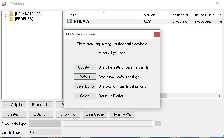 Default settings clrmamepro