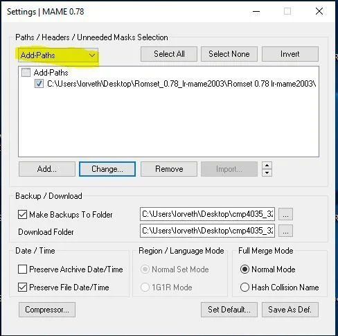 Addpaths clrmamepro Clasificar roms