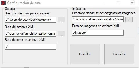 Configuración de rutas de Universal XML Scraper