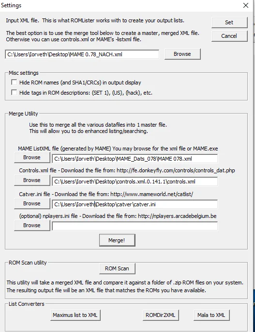 Settings Merge Romlister