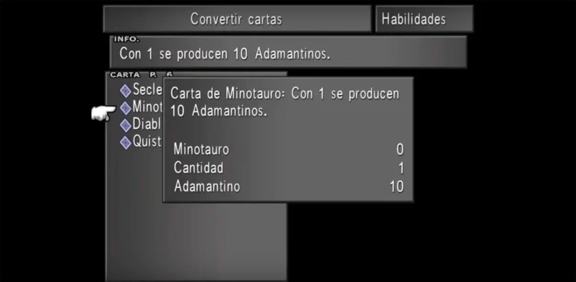 Convertir la carta de Minotauro para conseguir adamantino