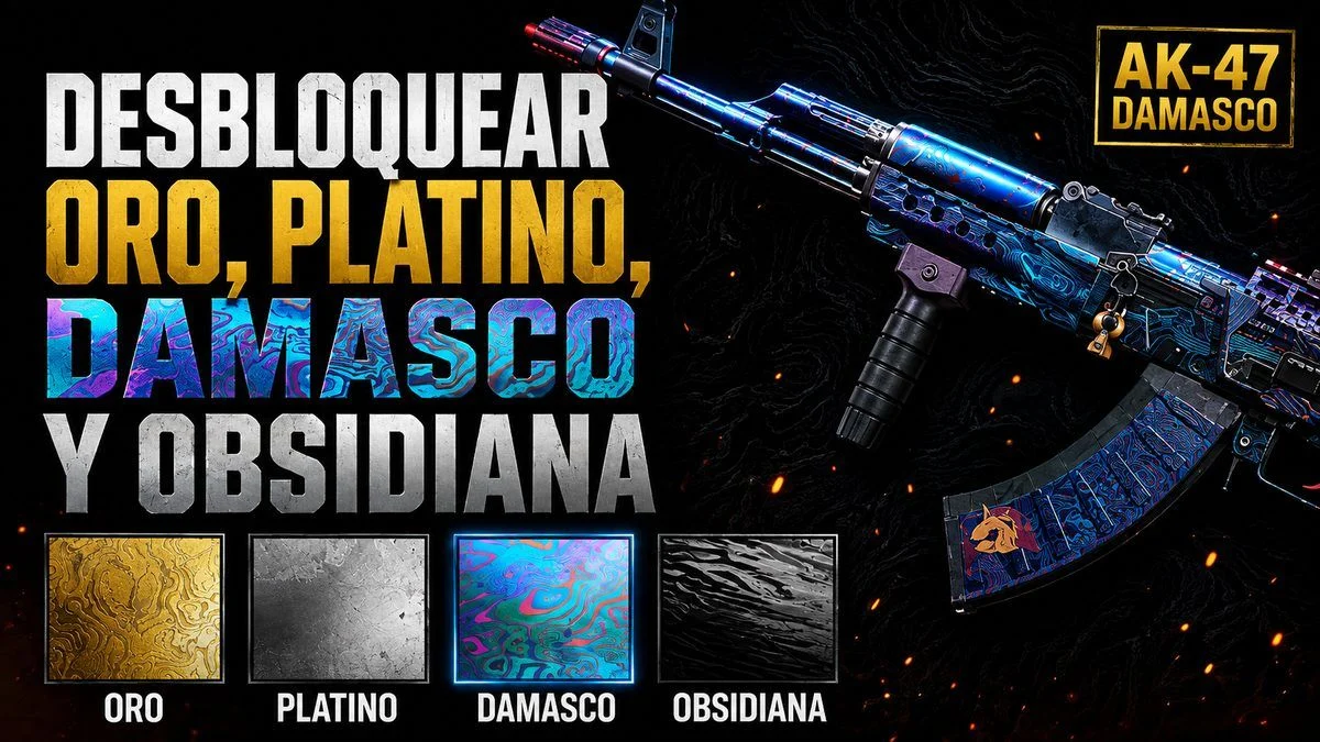 AK-47 con camuflaje Damasco y muestras de oro, platino y obsidiana en Modern Warfare