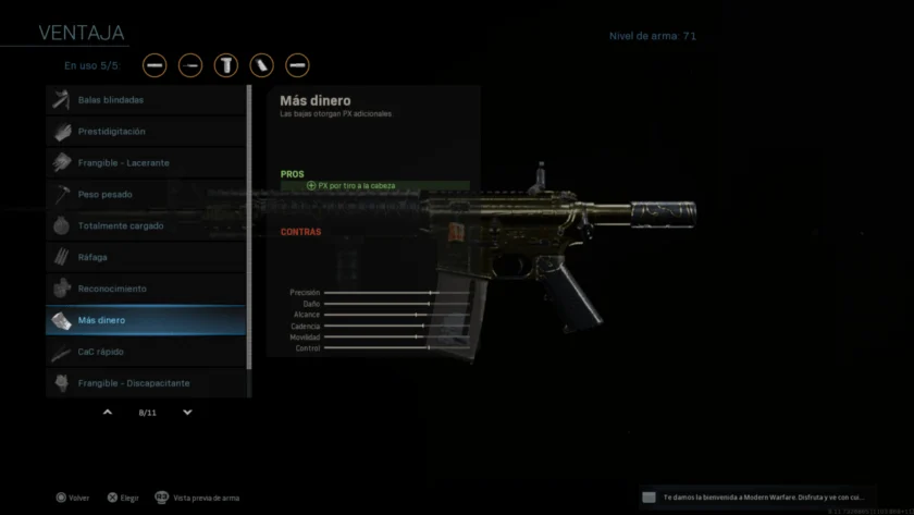 ventaja más dinero m4a1 modern warfare