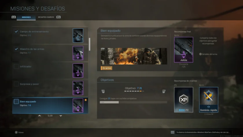 misiones modern warfare nivel