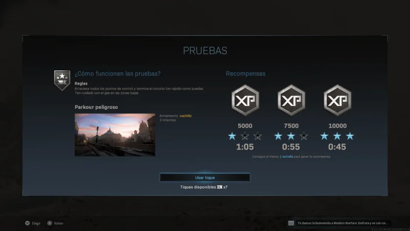 pruebas modern warfare