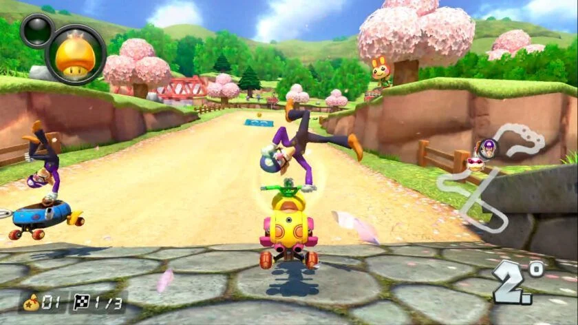 Pirueta en una rampa de Mario Kart 8 Deluxe