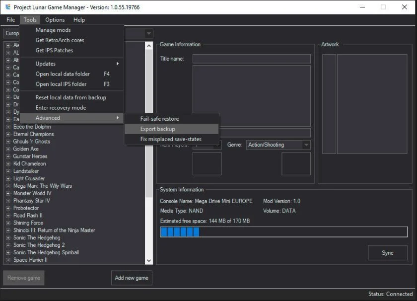 hacer backup mega drive mini project lunar