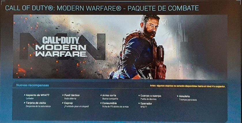 contenido paquete batalla modern warfare