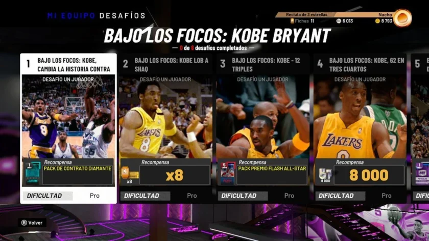 desafíos bajo los focos nba2k20