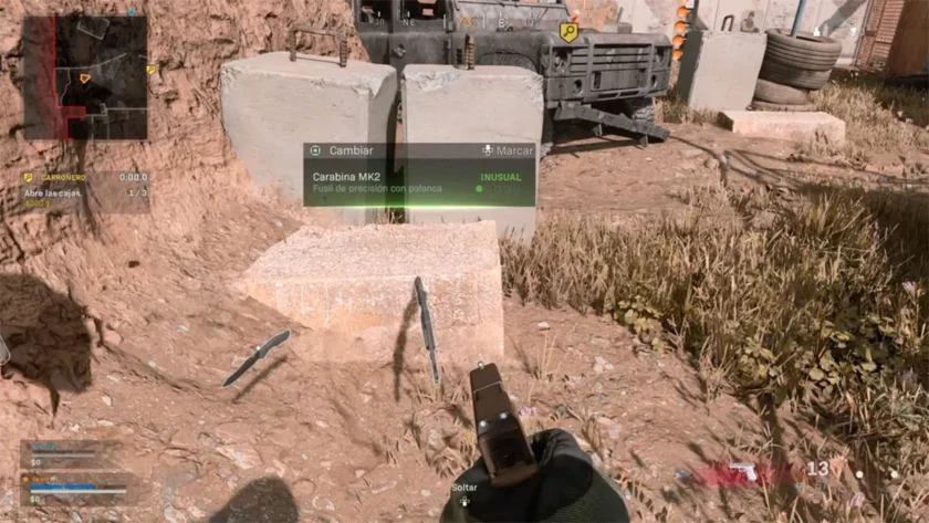 Arma poco común identificada con color verde en el Warzone original