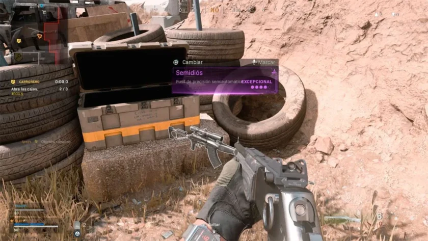 Arma épica identificada con color morado en el Warzone original