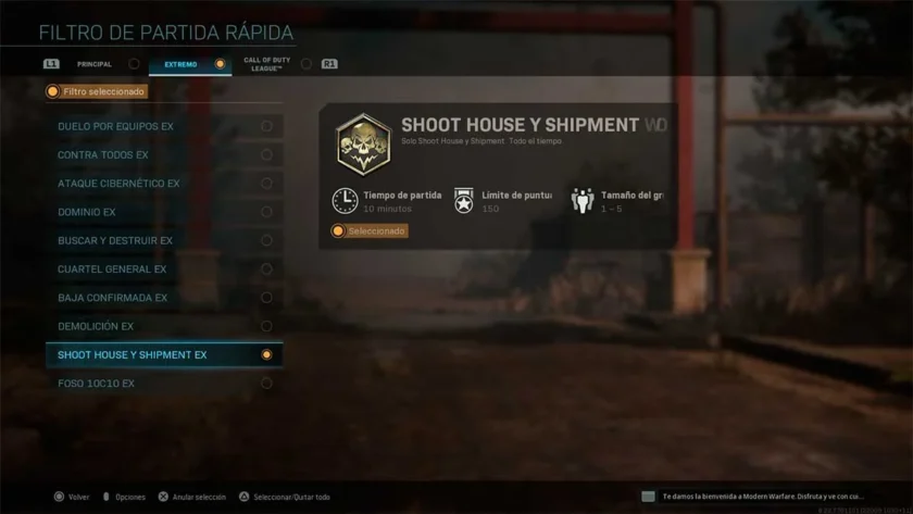 activar modo extremo shoothouse y shipment