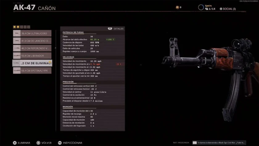 alcance del daño ak47 vold war