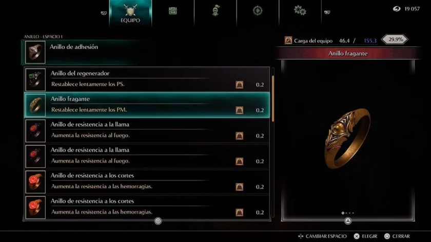 Anillo Fragante recuperar PM Demon's Souls