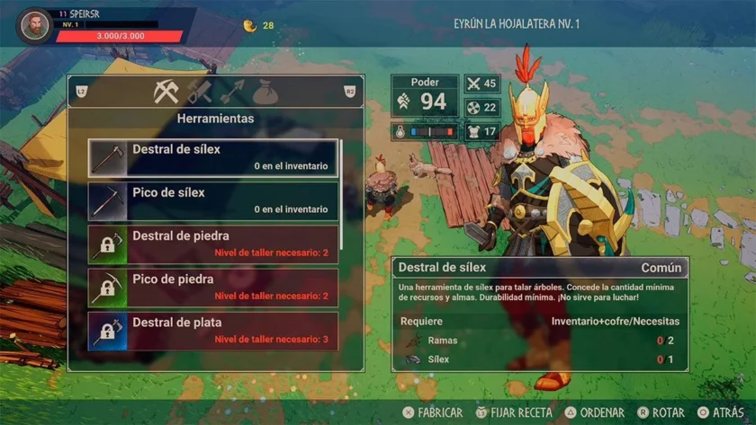 Fabricar un pico de sílex en Tribes of Midgard