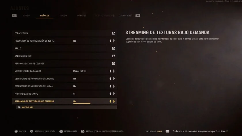 streaming de texturas bajo demanda call of duty