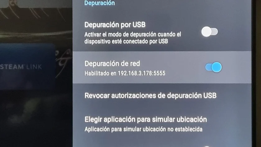 habilitar depuración de red android tv