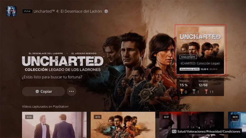 actualizar uncharted 4 legado perdido