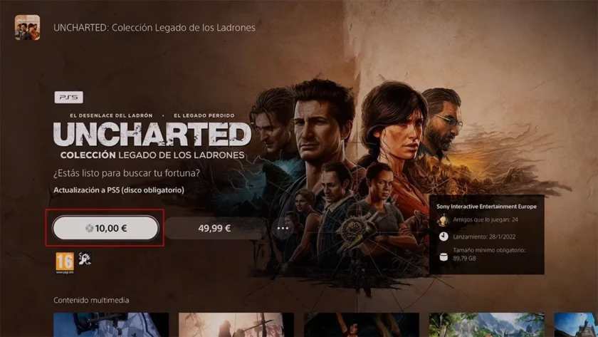 update ps5 uncharted 4 10€
