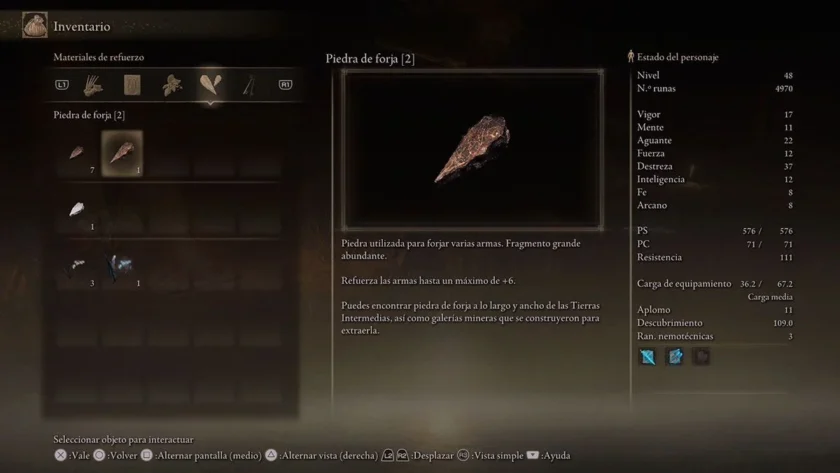 Piedra de Forja 2 para mejorar armas en Elden Ring
