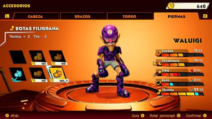 mario strikers sets estadísticas filigrana