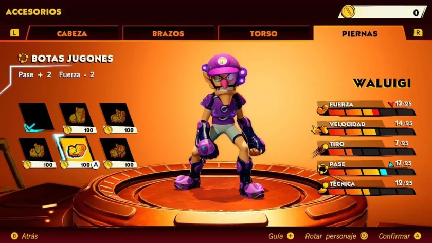 mario strikers sets estadísticas jugones