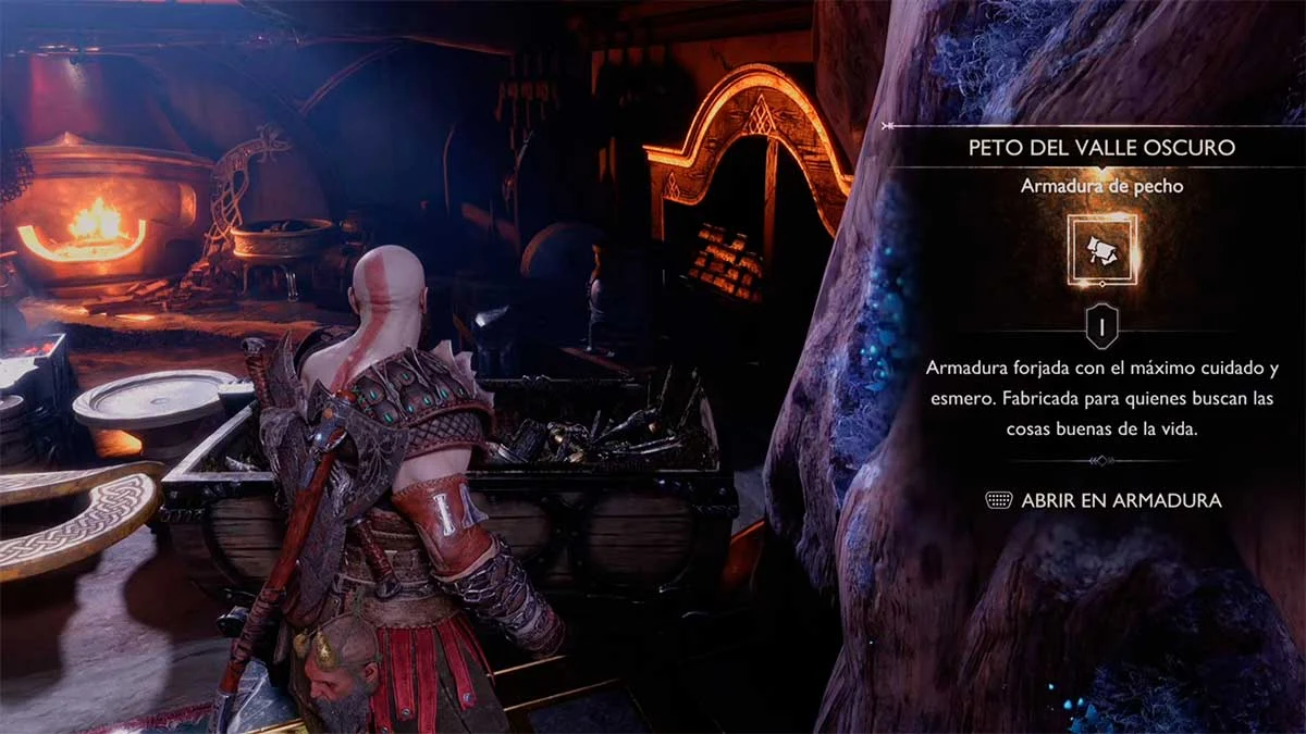 Cofre para reclamar la armadura del Valle Oscuro en God of War Ragnarök