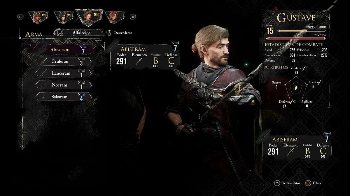 mejor build Gustave Expedition 33 con arma Abiseram
