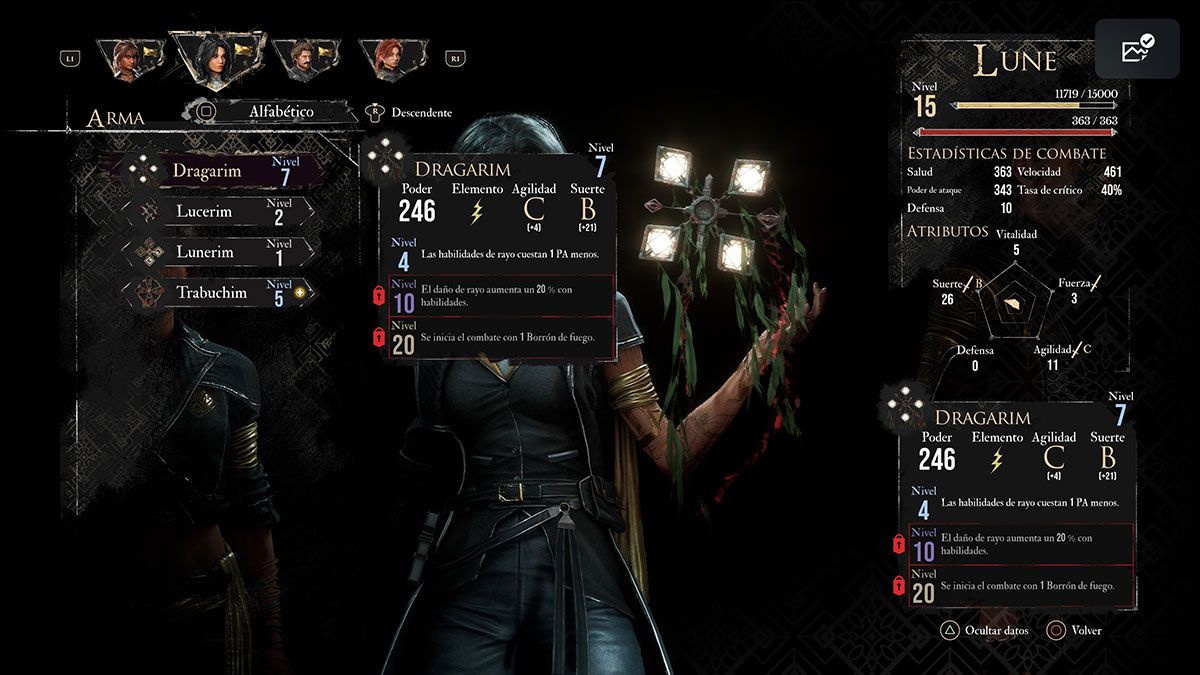 mejor build Lune Clair Obscur Expedition 33 con arma Dragarim