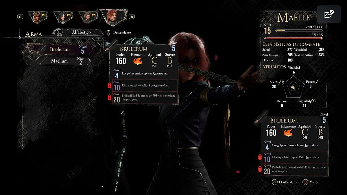 mejor build Maelle Clair Obscur Expedition 33 con arma Brulerum