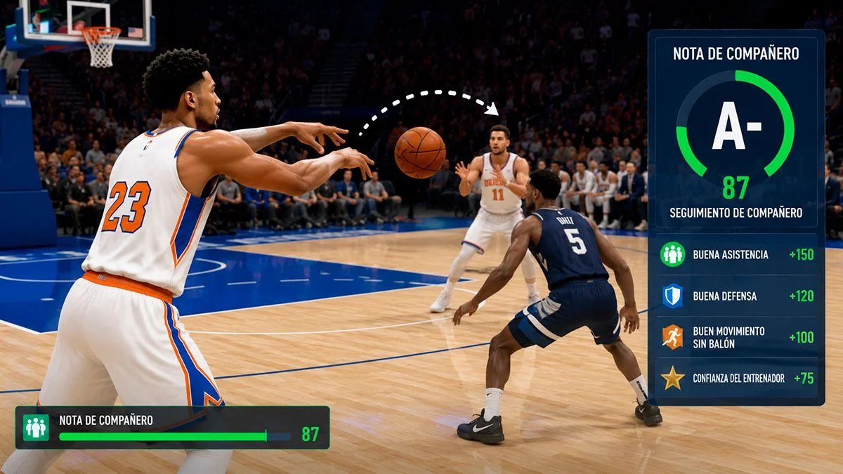Nota de compañero durante un partido de Mi Carrera de NBA 2K