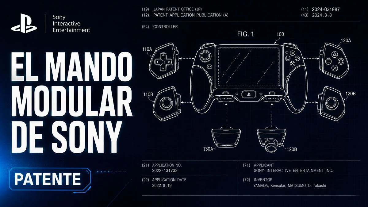 Concepto de la patente de Sony para un mando modular con pantalla táctil y controles intercambiables.