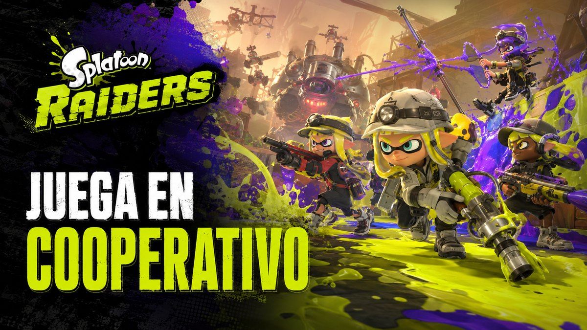 Varios personajes de Splatoon Raiders participan juntos en una incursión cooperativa