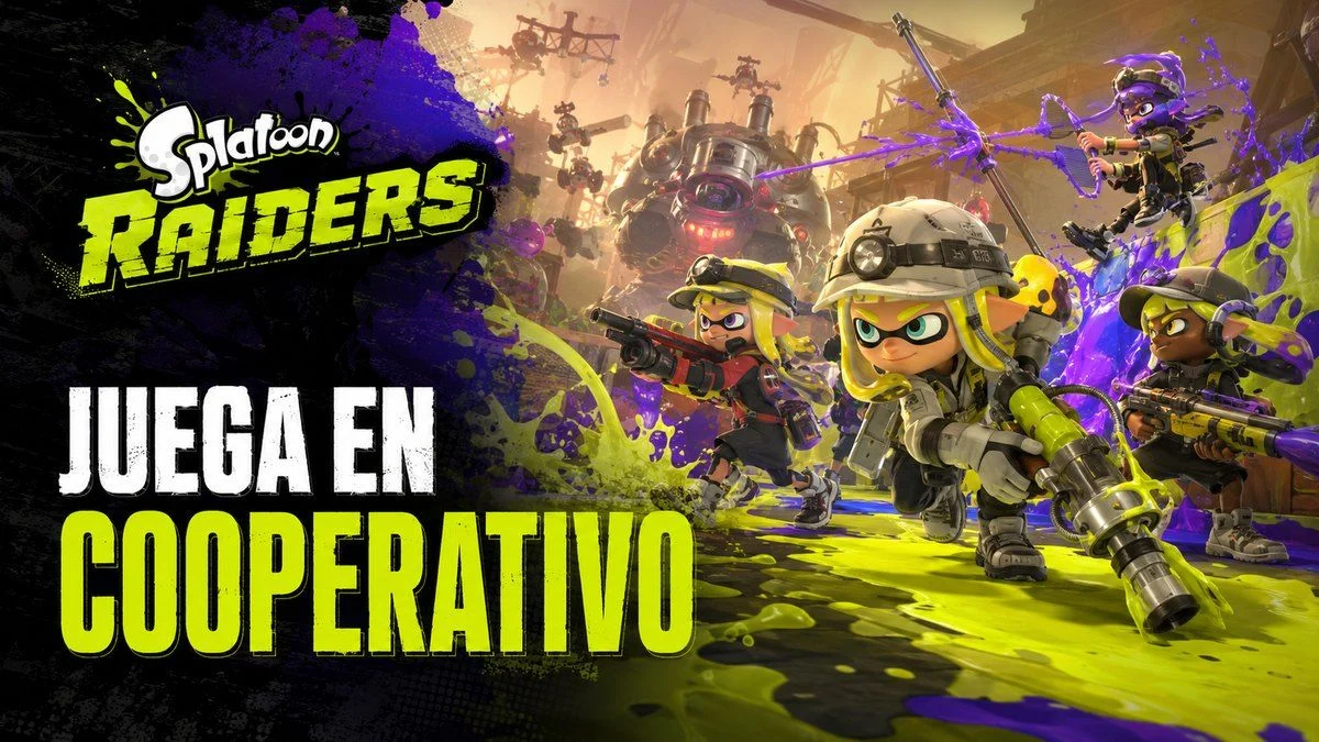 Varios personajes de Splatoon Raiders participan juntos en una incursión cooperativa
