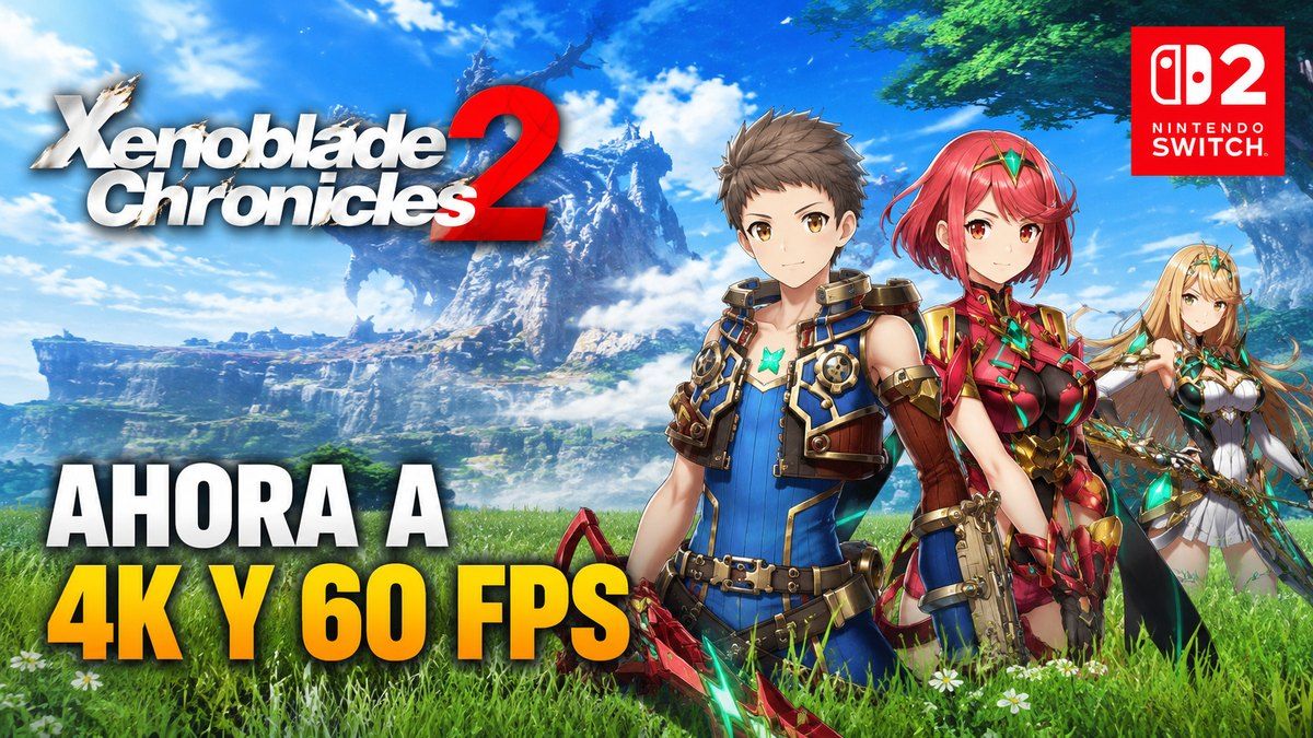 Rex, Pyra y Mythra aparecen en una imagen promocional de Xenoblade Chronicles 2 para Nintendo Switch 2.