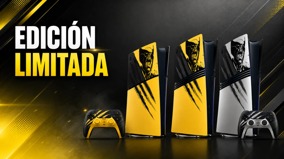ps5 edición limitada de lobezno amarilla y blanca con dualsense