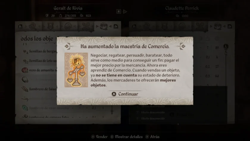 Ventajas de Aprendiz de Comercio en Oblivion Remastered.