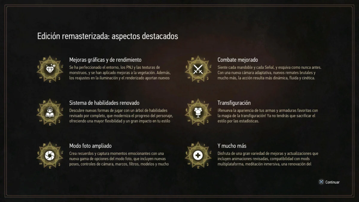 Listado de cambios The Witcher 3 Remastered