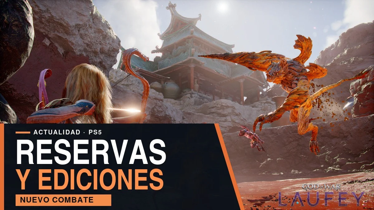 Faye apunta con el arco serpentino en una captura oficial de God of War Laufey.