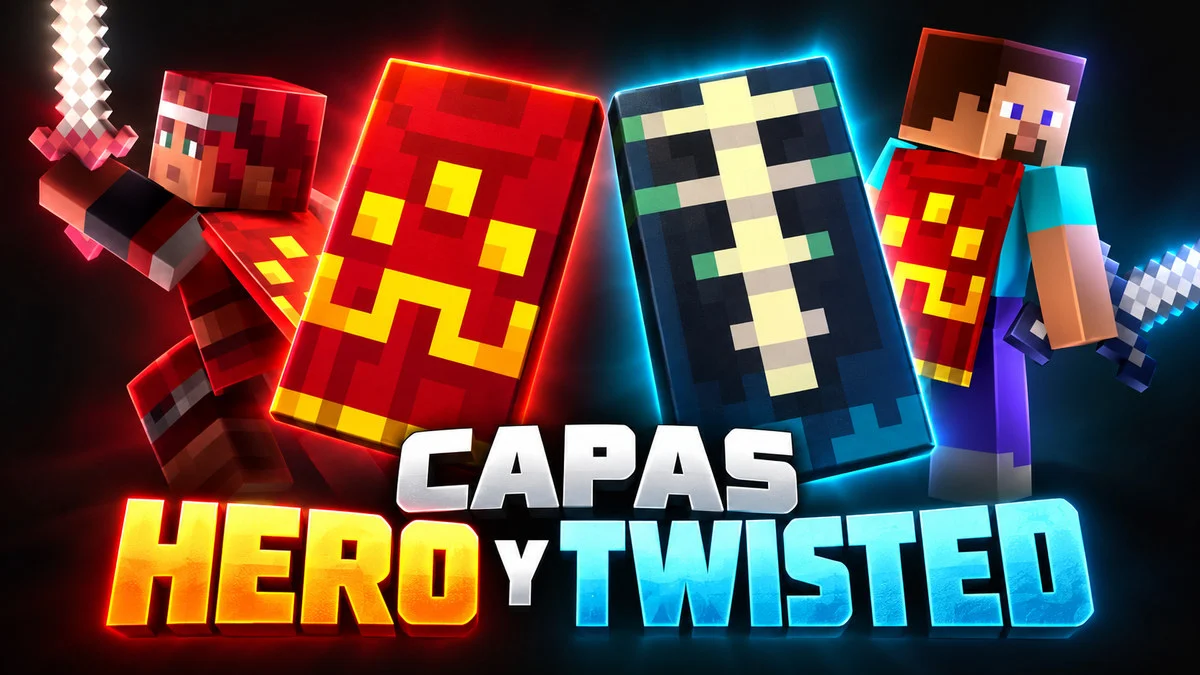 Capas Hero y Twisted de Minecraft Dungeons II junto a personajes del juego