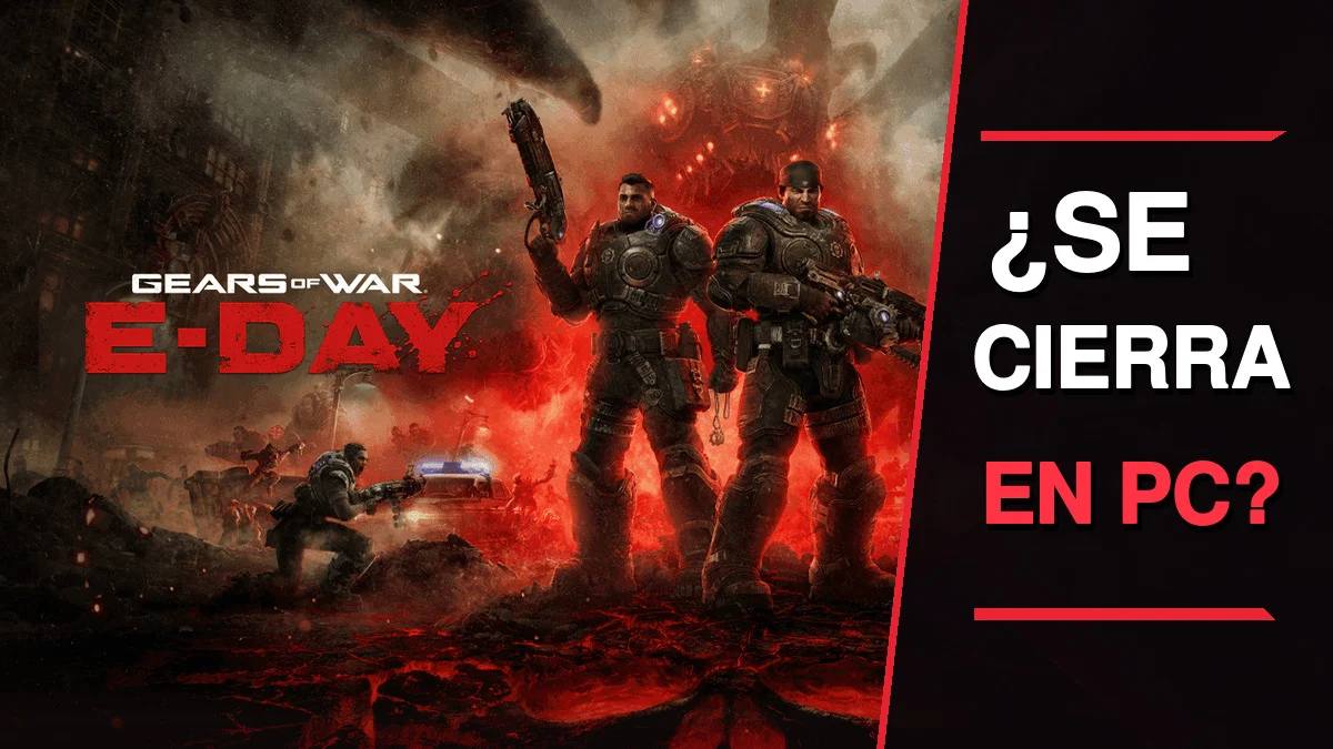 Arte oficial de Gears of War E-Day con Marcus Fenix y Dominic Santiago y el texto editorial «¿Se cierra en PC?».