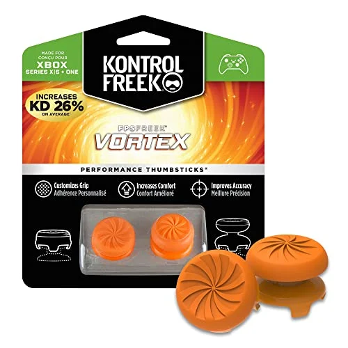 KontrolFreek FPS Freek Vortex para Xbox One y Xbox Series X/S | Performance Thumbsticks | 1 Altura elevada convexo, 1 Altura media, cóncavo | Naranja.