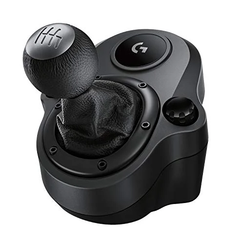 Logitech G Palanca de cambios Driving Force para G923, G29 o G920, 6 marchas, marcha atrás Push Down, acero y piel, negra