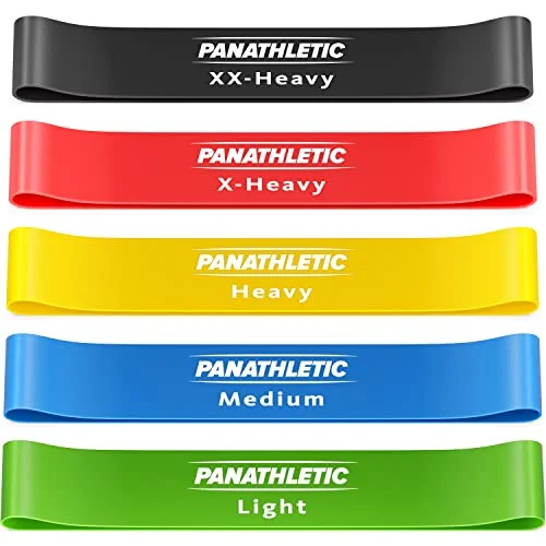 Panathletic Bandas Elasticas Fitness, Set de 5 Gomas – 5 Niveles de Resistencia, Guía de Ejercicios, eBook en Español y Bolsa – 5X Cintas musculacion, para gluteos, Resistance Bands