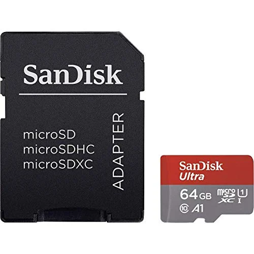 SanDisk Ultra 64 GB microSDXC Memory Card + SD Adapter with A1 App Performance Up to 100 MB/s, Class 10, U1