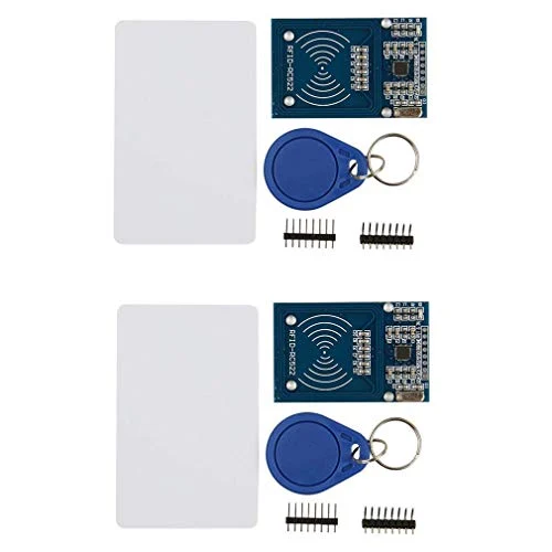 HiLetgo 2pcs RFID Kit - Mifare MFRC RFID RF IC Card Sensor Module + S50 Blank Card + Key Ring for Arduino Raspberry Pi
