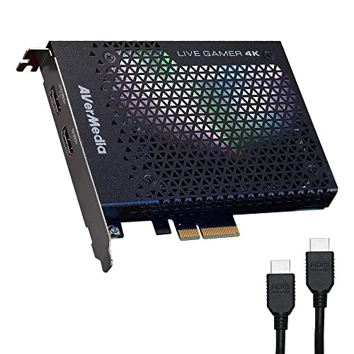 AVerMedia 4K Live Gamer GC573, 4Kp60 HDR, PCI-E, latencia ultra baja, compatible con Xbox, PS4 y PC con PowerDirector 15, Negro